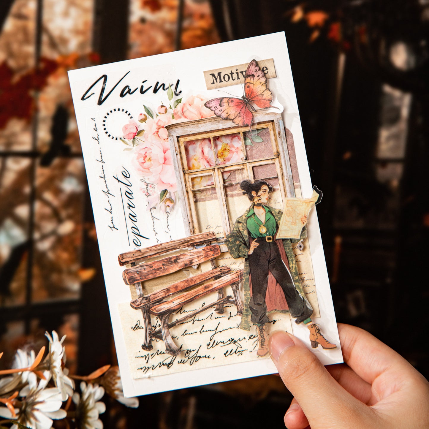 20pcs vintage window crad sticker pack (MLS25050513)