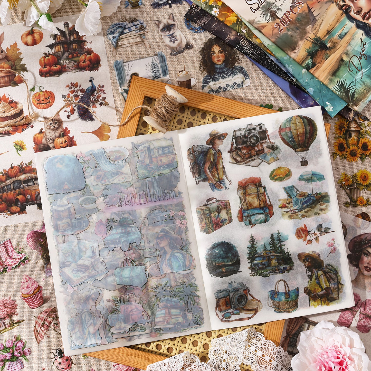 20sheets PET+WASHI sticker book (MLTZB25062308)