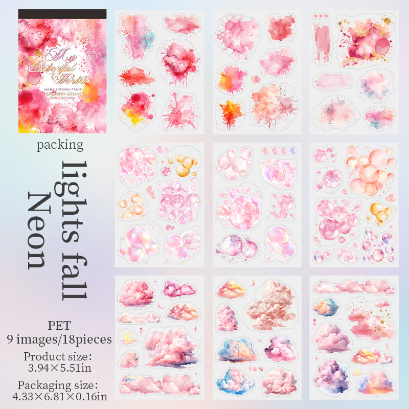 18pcs colorful cloud bubble water-color PET- sticker book (MLTZB25062305)