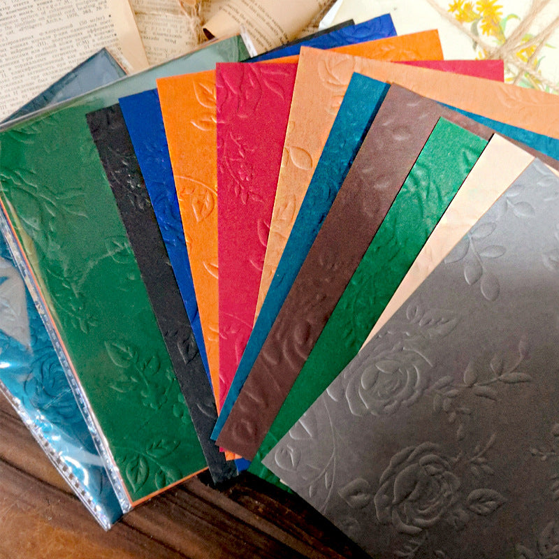 10pcs dark rose embossed paper pack (P25041102)
