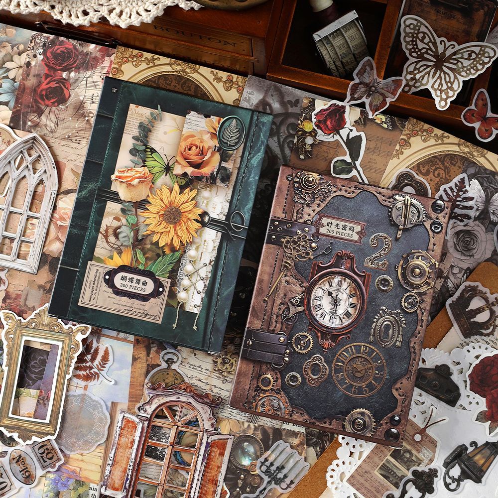 200pcs vintage sticker+paper box (MLP25062506)
