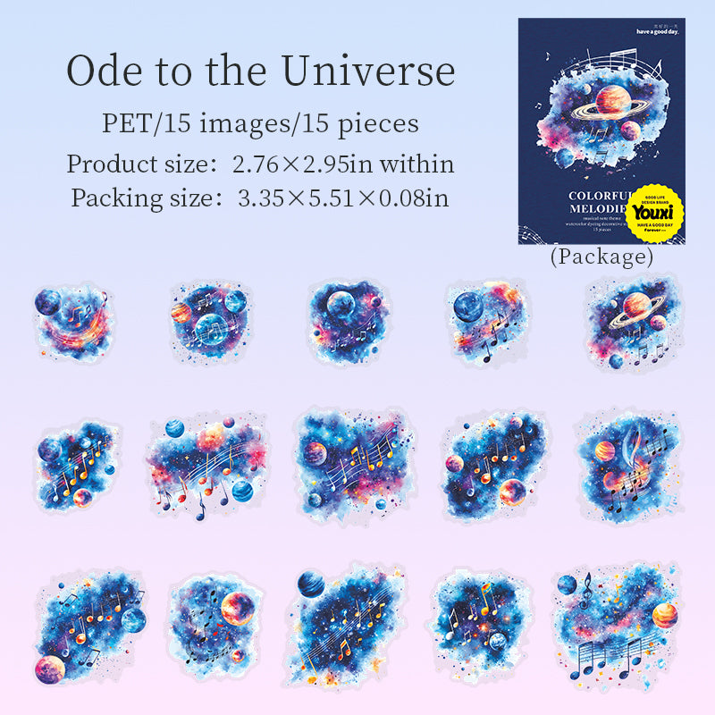 15pcs colorful melodies PET-sticker pack (MLS25062707)