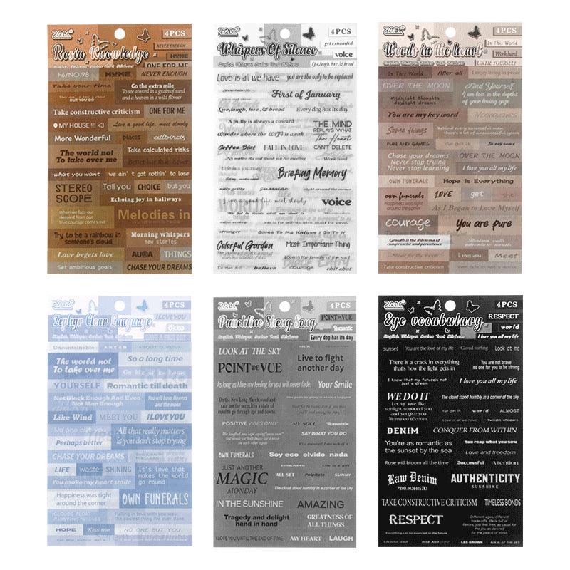 4pcs word sticker pack (MLS25051101)