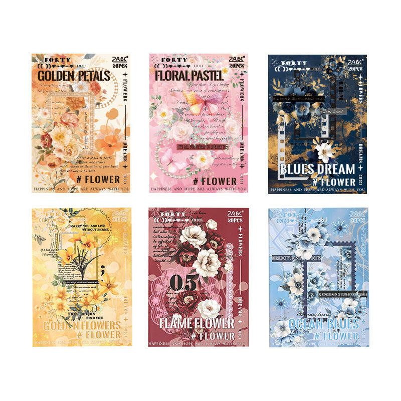 20pcs flower PET+washi sticker book (MLTZB25061005)