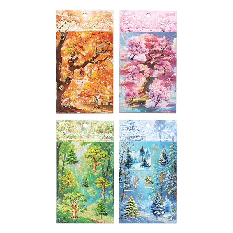 4pcs seasonal trees sticker pack (MLS25061009)