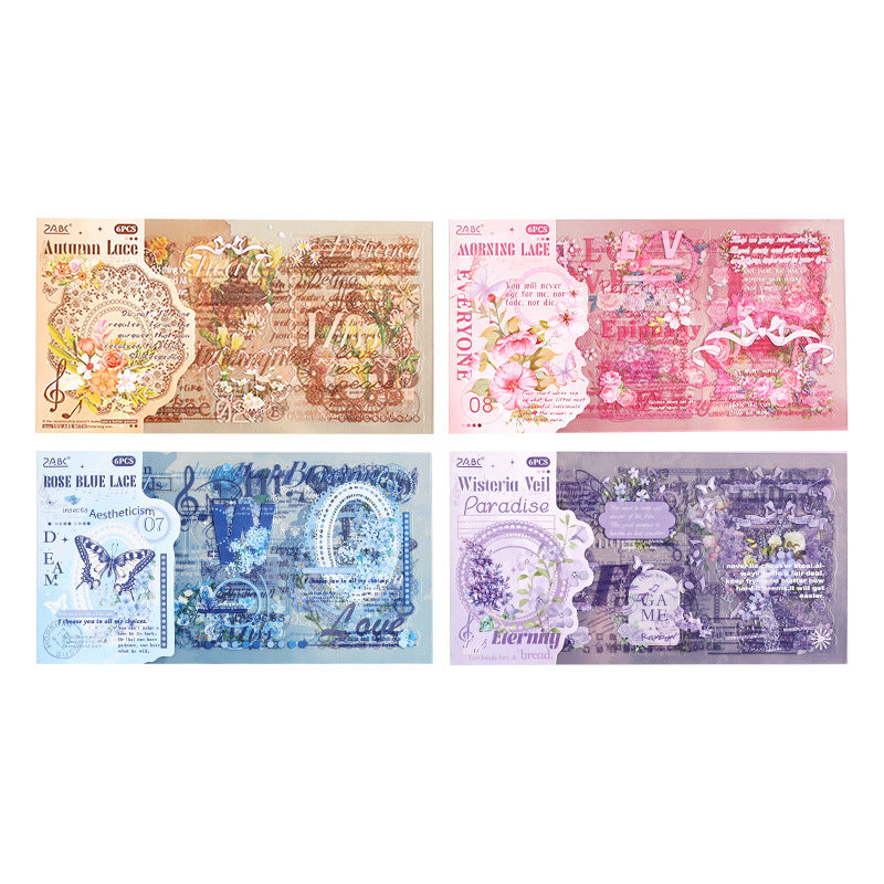 6pcs lace pre-cut sticker pack (MLS25050602)