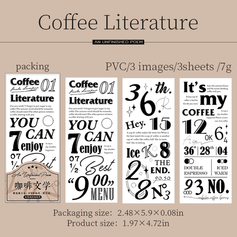 3pcs transfer sticker unfinished poem(S07094)