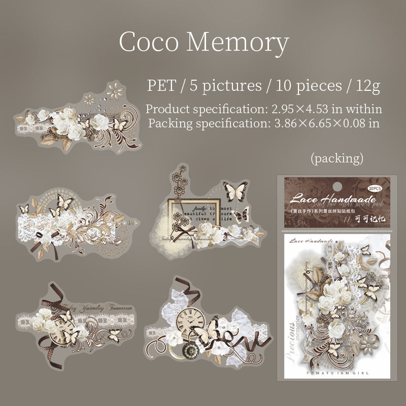10pcs sticker pack Lace Handwork(MLS072303)