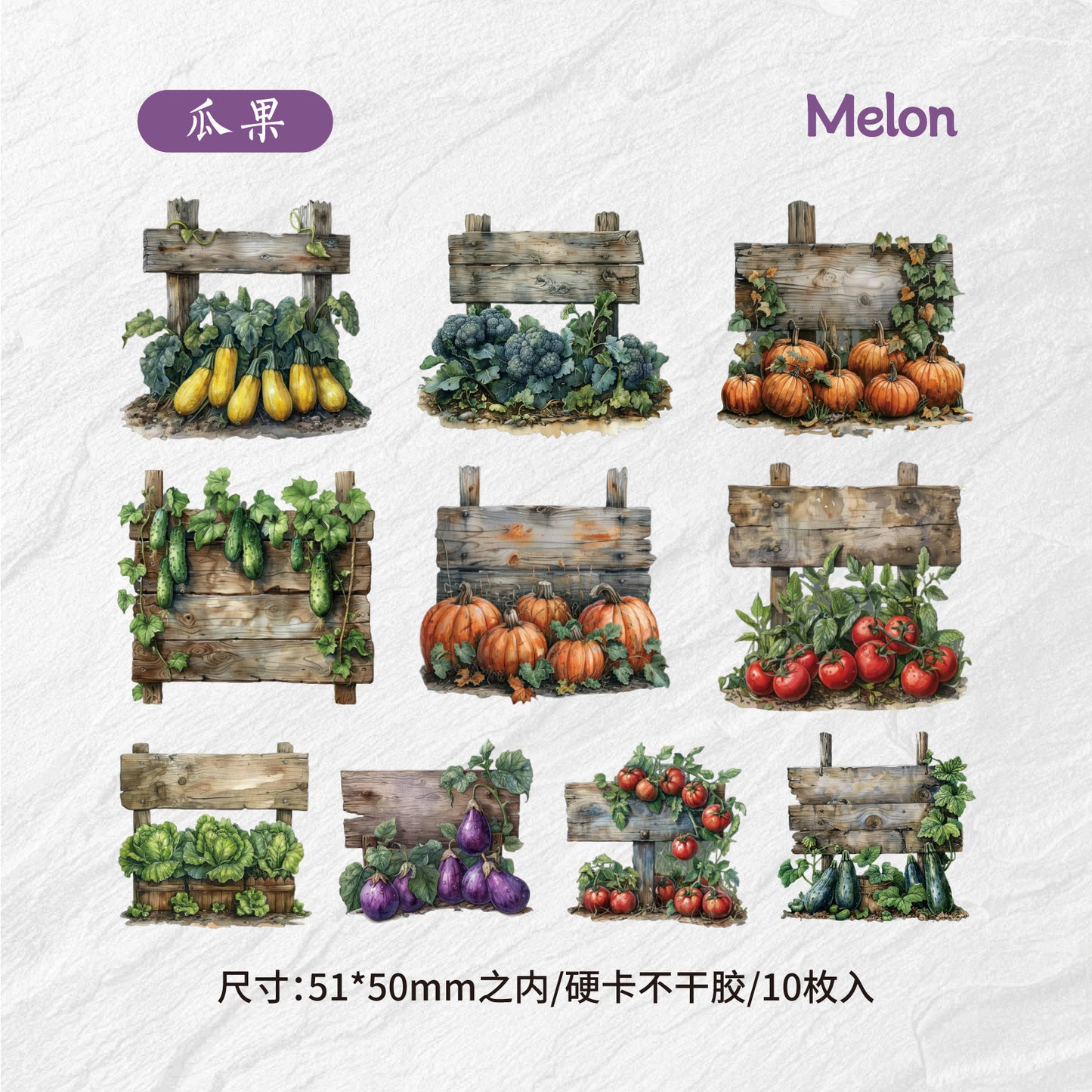 10pcs fruit food card sticker pack (MLS25040802)