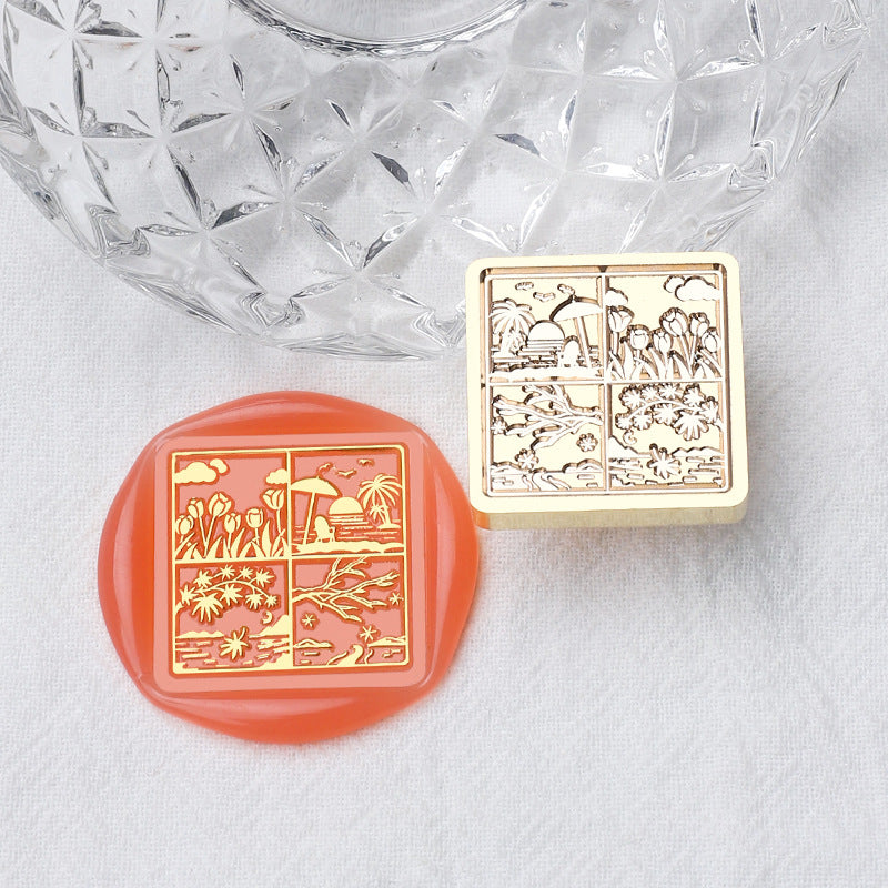 1pc 2.5cm 4section squre wax seal stamp (MLZ25042306)