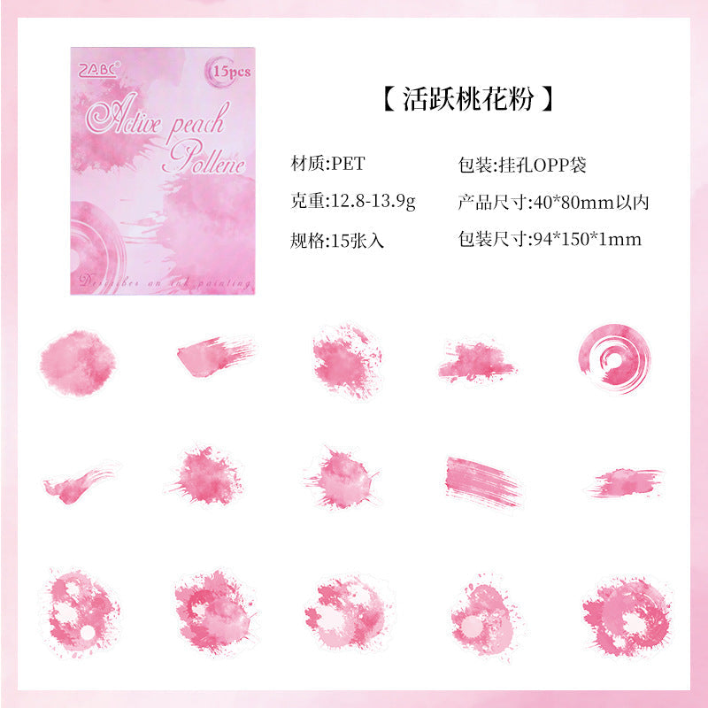 AUG 15pcs water color sticker pack (MLs082702)