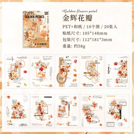 20pcs flower PET+washi sticker book (MLTZB25061005)