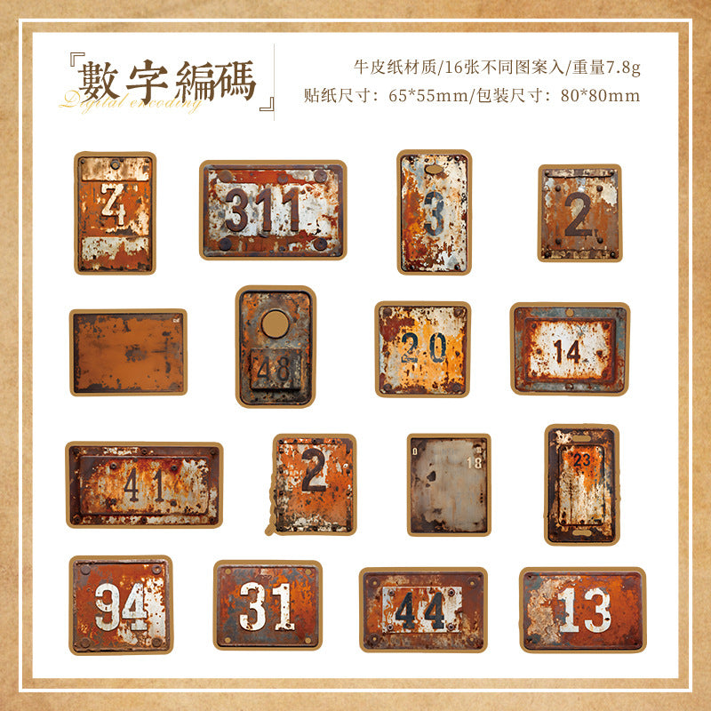 16pcs vintage sticker pack (MLS25051104)