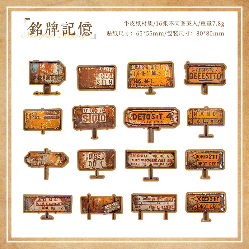 16pcs vintage sticker pack (MLS25051104)