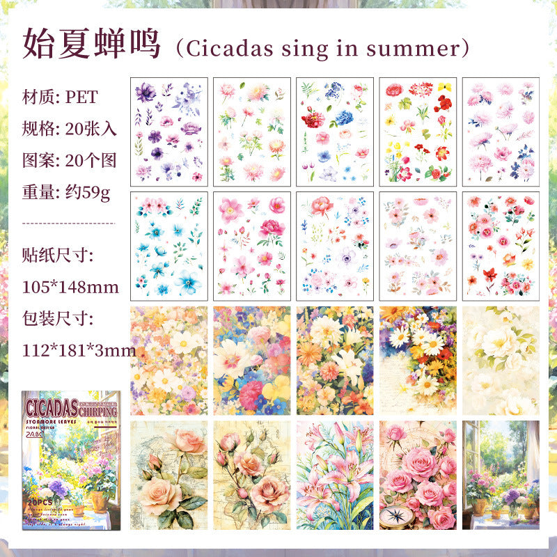 20sheets flower Pre-cut sticker book (MLS25051402)
