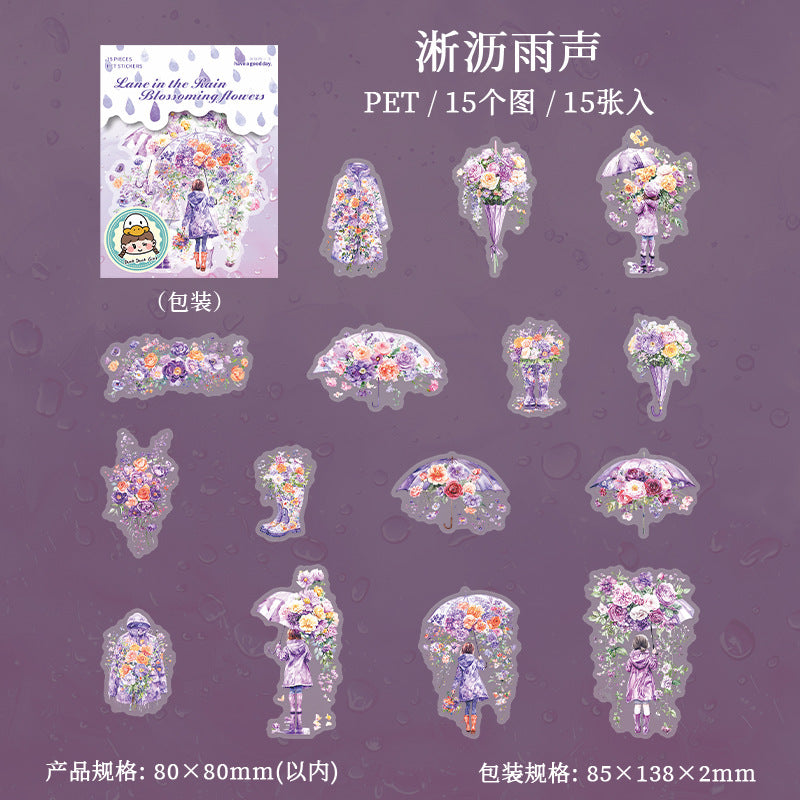 15pcs rainy umbrella sticker pack (MLS25061703)