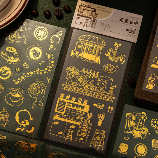 2pcs gold coffee sticker pack (MLS25042305)