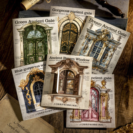 10pcs vintage window card sticker pack (MLS25050502)