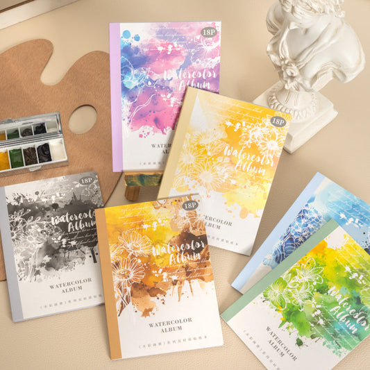 OCT 18pcs watercolor  PET+Washi  sticker book (MLTZB102301)