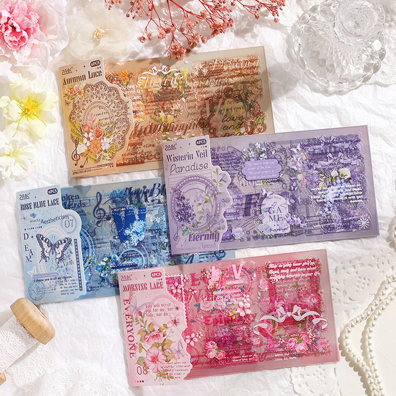 6pcs lace pre-cut sticker pack (MLS25050602)