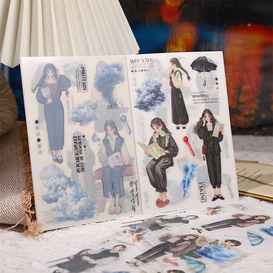 10sheets weather girl  PET+Washi sticker book (MLTZB25052807)