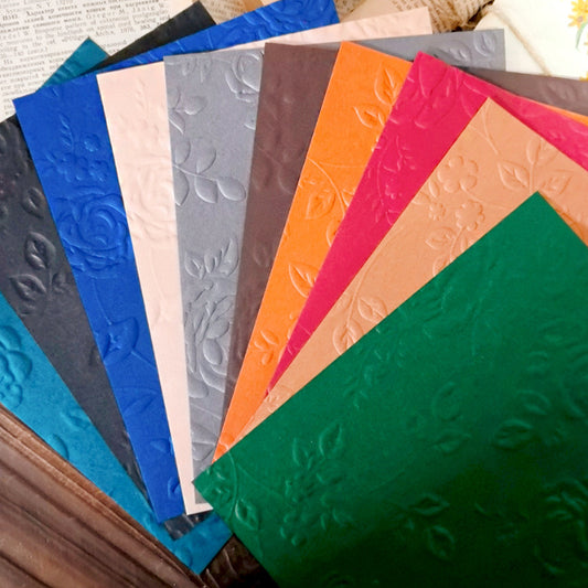 10pcs dark rose embossed  paper pack (P25041102)