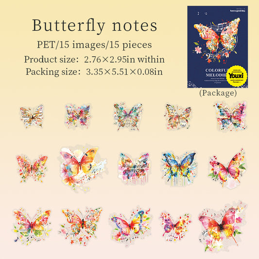 15pcs colorful melodies PET-sticker pack (MLS25062707)