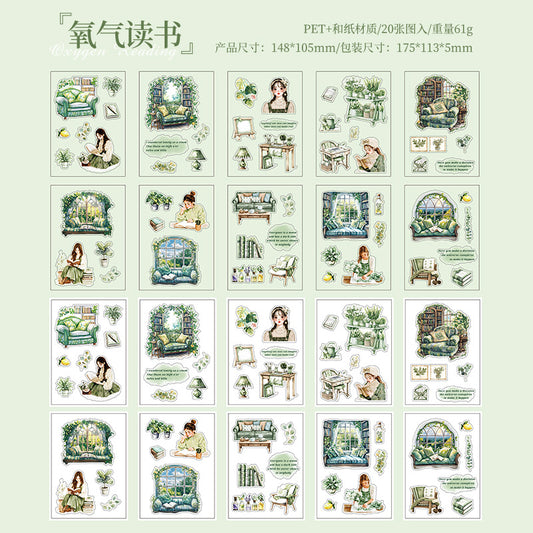20sheets reading PET+washi sticker book (MLTZB25062301)