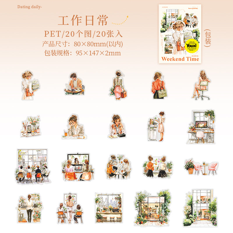 20pcs weekend time sticker pack (MLS25052409)