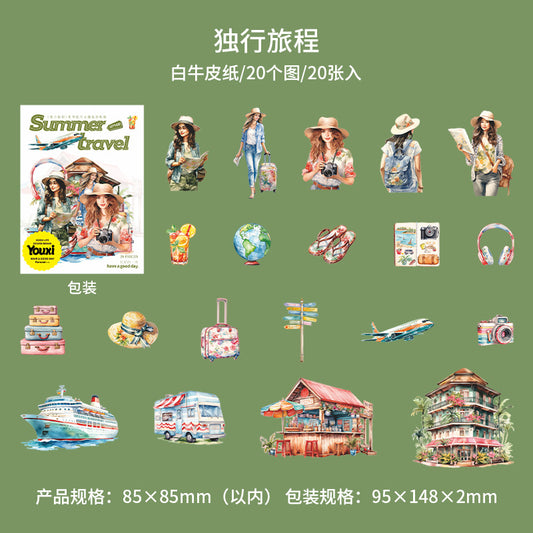 20pcs summer travel sticker pack (MLS25062502)