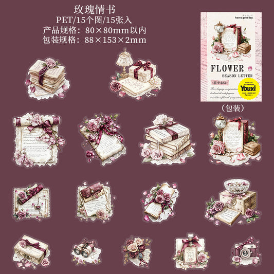 15pcs flower letter sticker pack (MLS25062703)