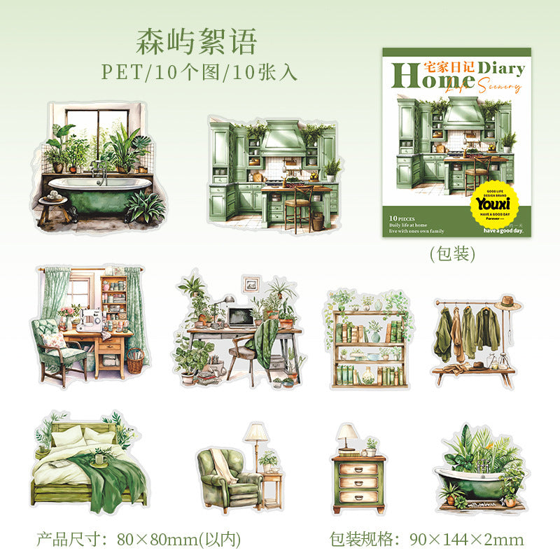 10pcs home diary sticker pack (MLS25062706)