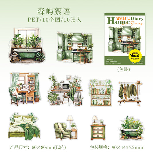 10pcs home diary sticker pack (MLS25062706)