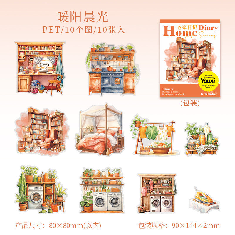 10pcs home diary sticker pack (MLS25062706)