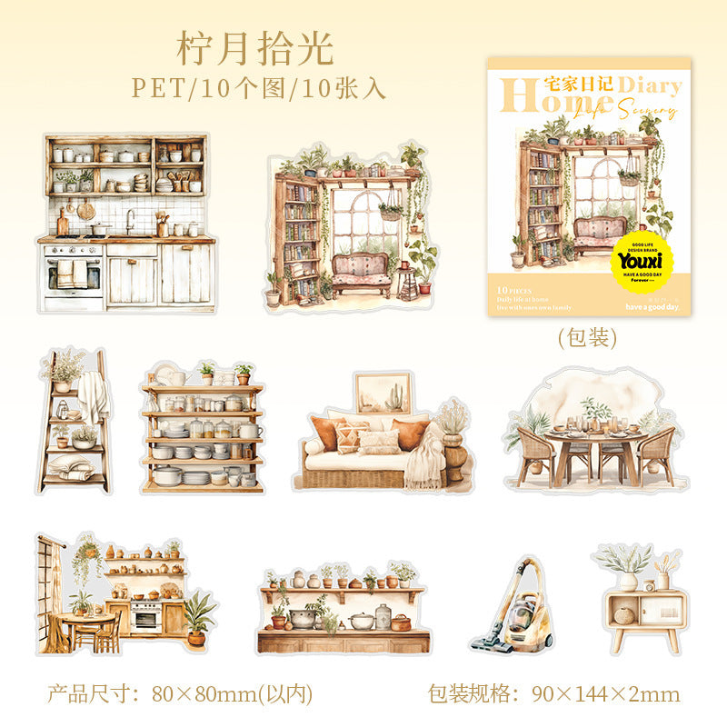 10pcs home diary sticker pack (MLS25062706)