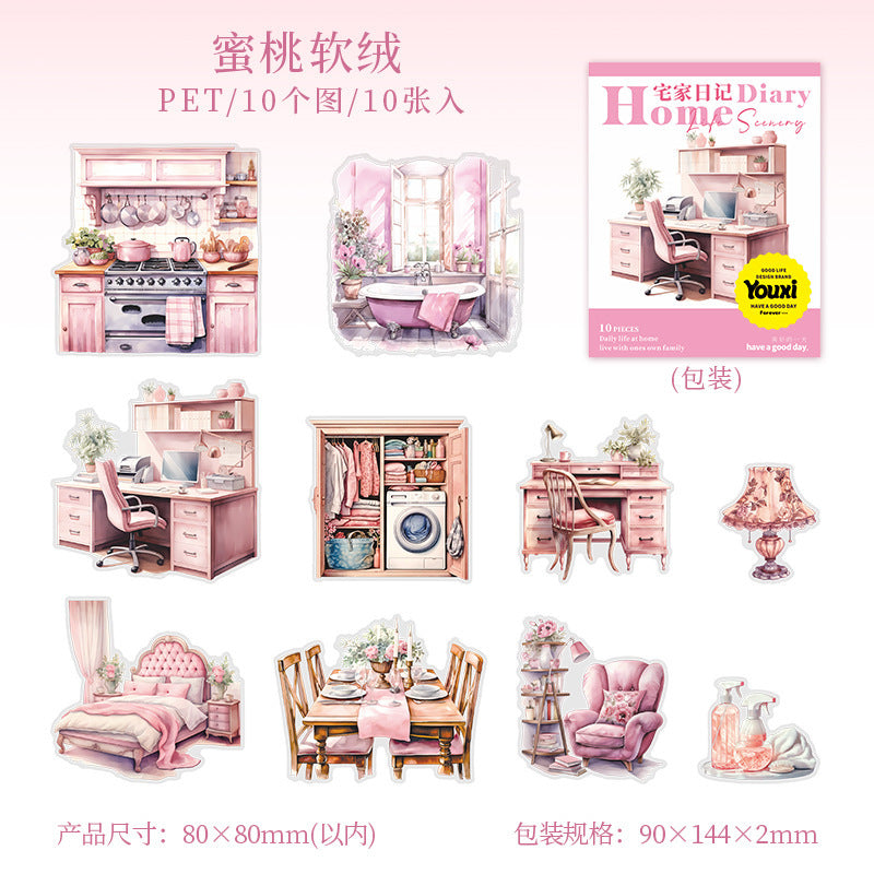 10pcs home diary sticker pack (MLS25062706)