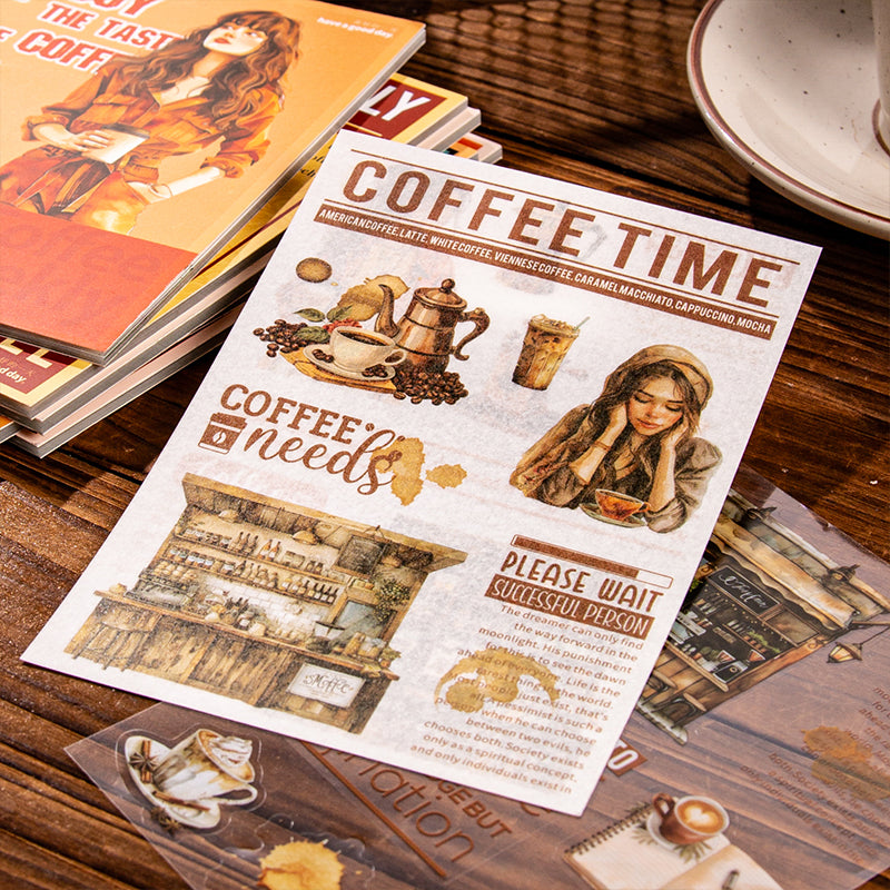 sticker book (TZB-07182)Coffee Weekly Series 20 sheets in 4 styles