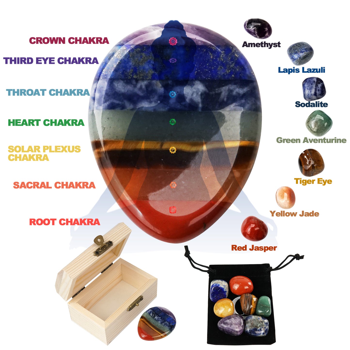 【Fulfillment by Amazon】Crystals and Healing Stones with Oracle Cards, Chakra Stones White Sage Crystal Tower in Vintage Box Spiritual Gifts for Women Men