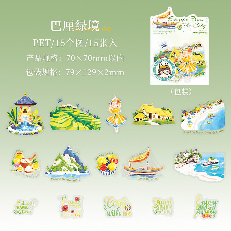 15pcs escape from the city sticker pack (MLS25053101)