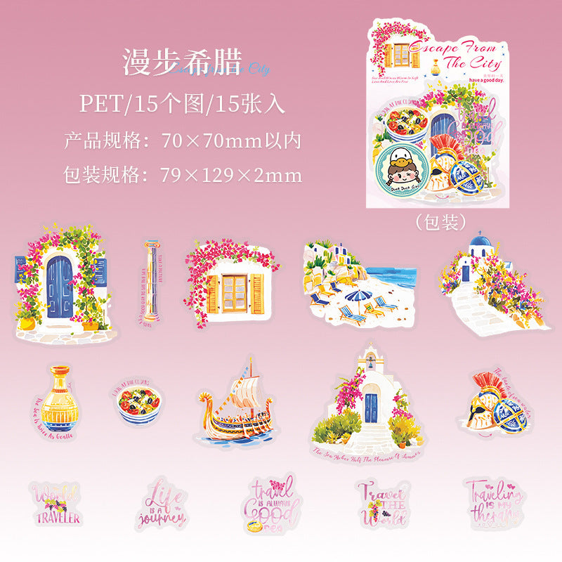 15pcs escape from the city sticker pack (MLS25053101)