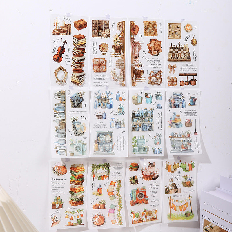 18pcs PET+WASHI home time sticker book (TZB25050504)