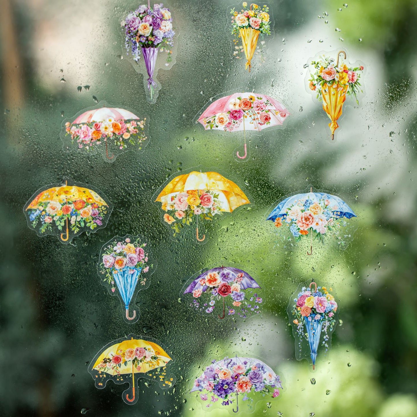 15pcs rainy umbrella sticker pack (MLS25061703)