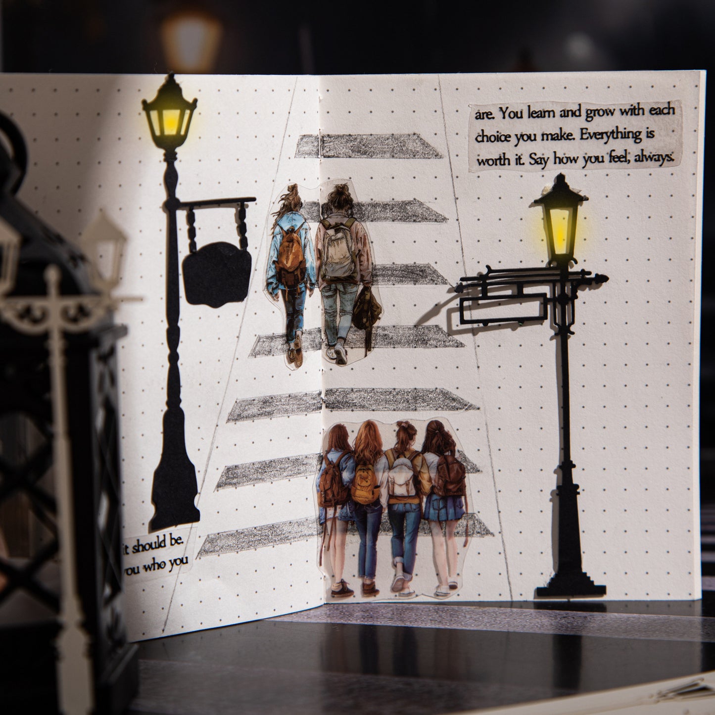 6pcs white and dark lamp cat die-cut card  (MLC25040803)