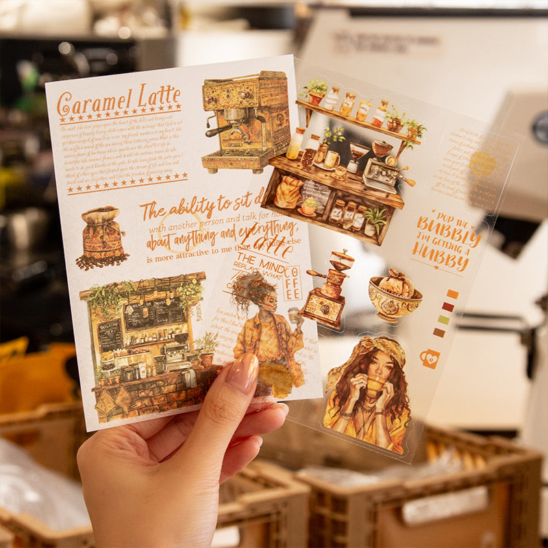 sticker book (TZB-07182)Coffee Weekly Series 20 sheets in 4 styles