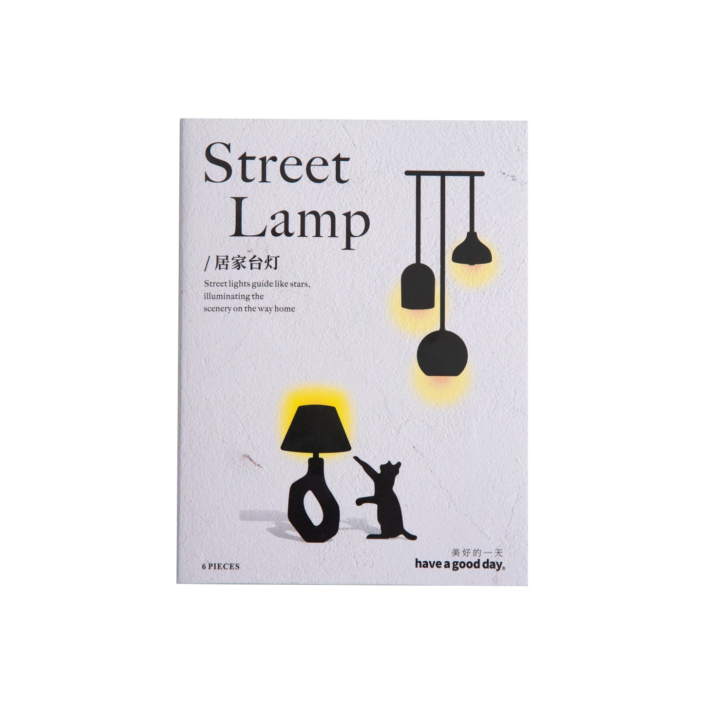 6pcs white and dark lamp cat die-cut card  (MLC25040803)
