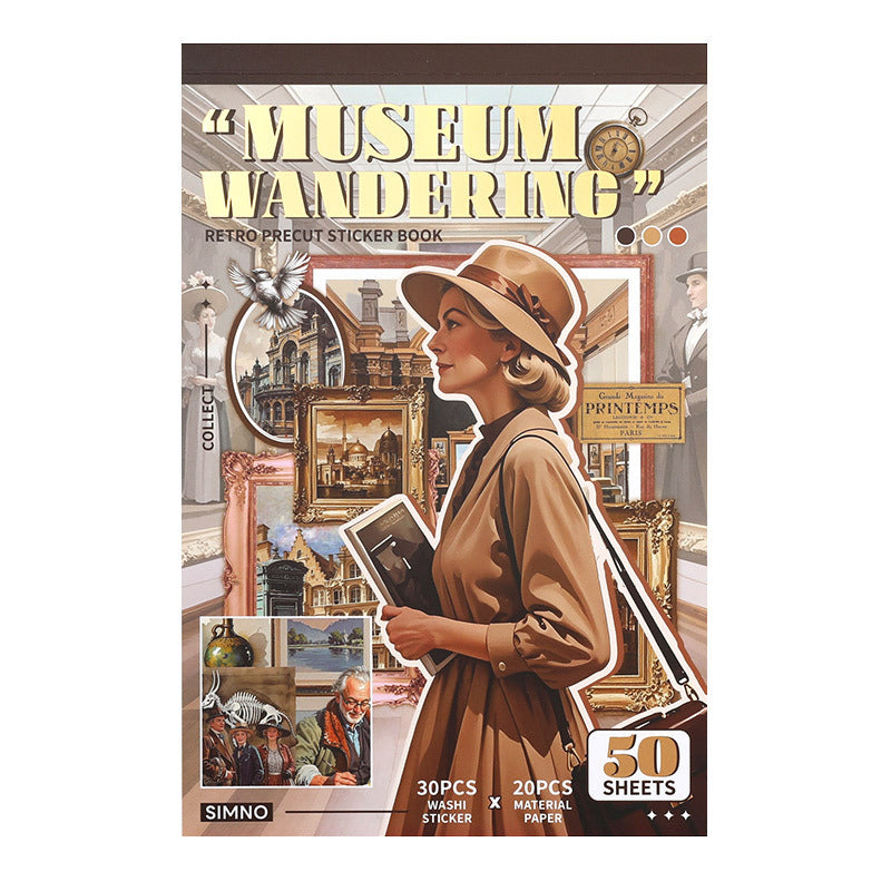 50sheets washi+paper coffee vintage sticker book (MLTZB25052804)
