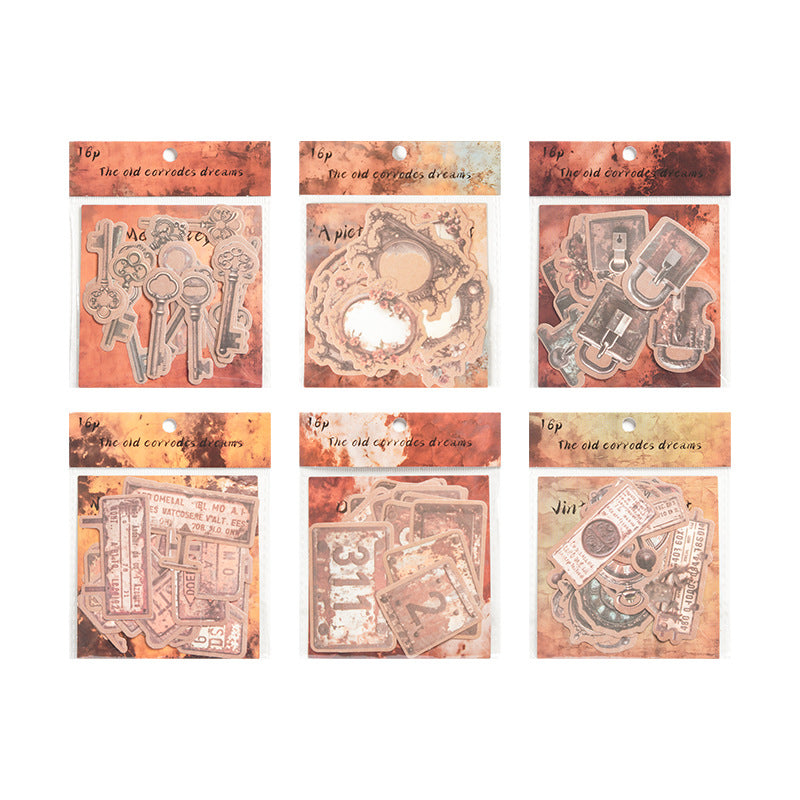 16pcs vintage sticker pack (MLS25051104)