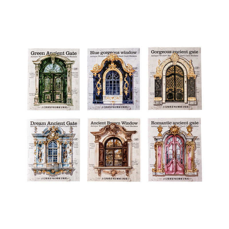 10pcs vintage window card sticker pack (MLS25050502)