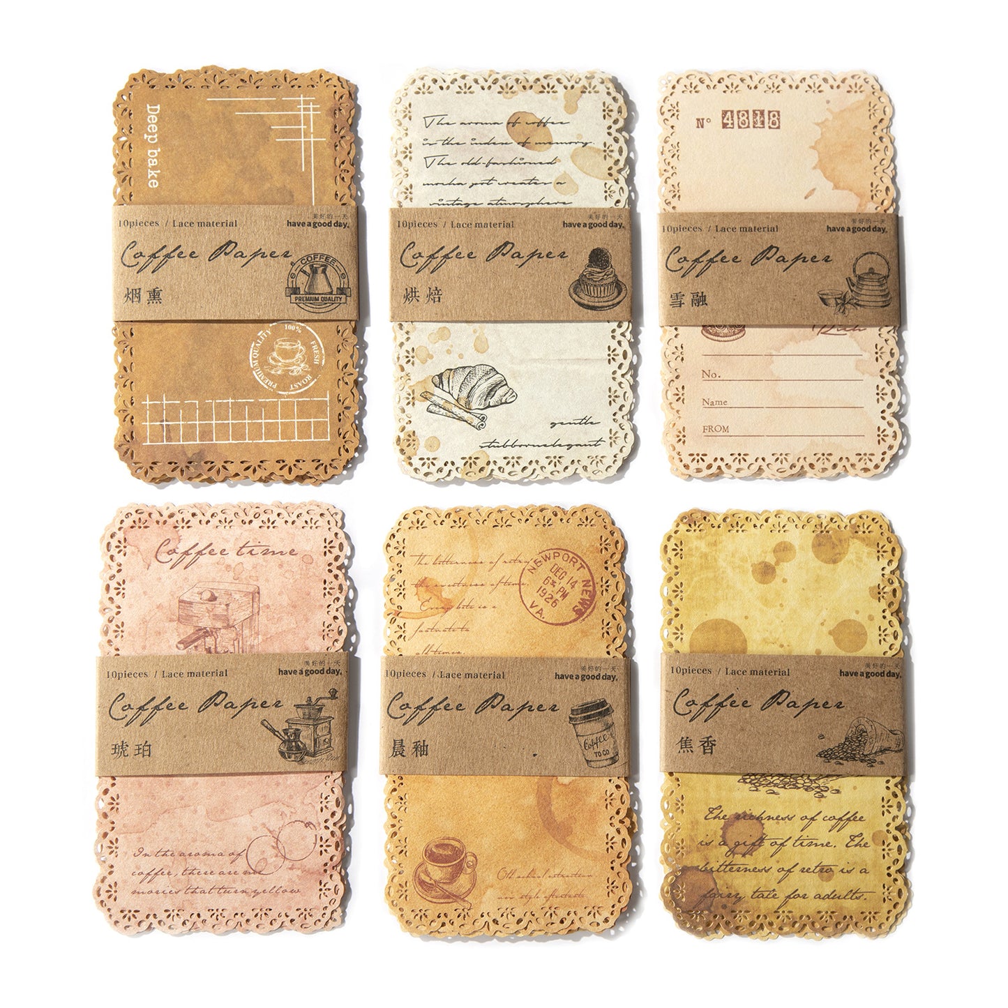 10pcs Lace coffee paper pack (MLP25060707)