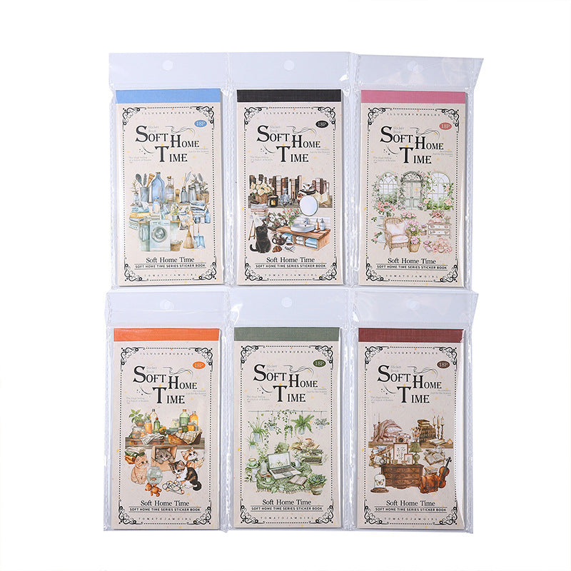 18pcs PET+WASHI home time sticker book (TZB25050504)